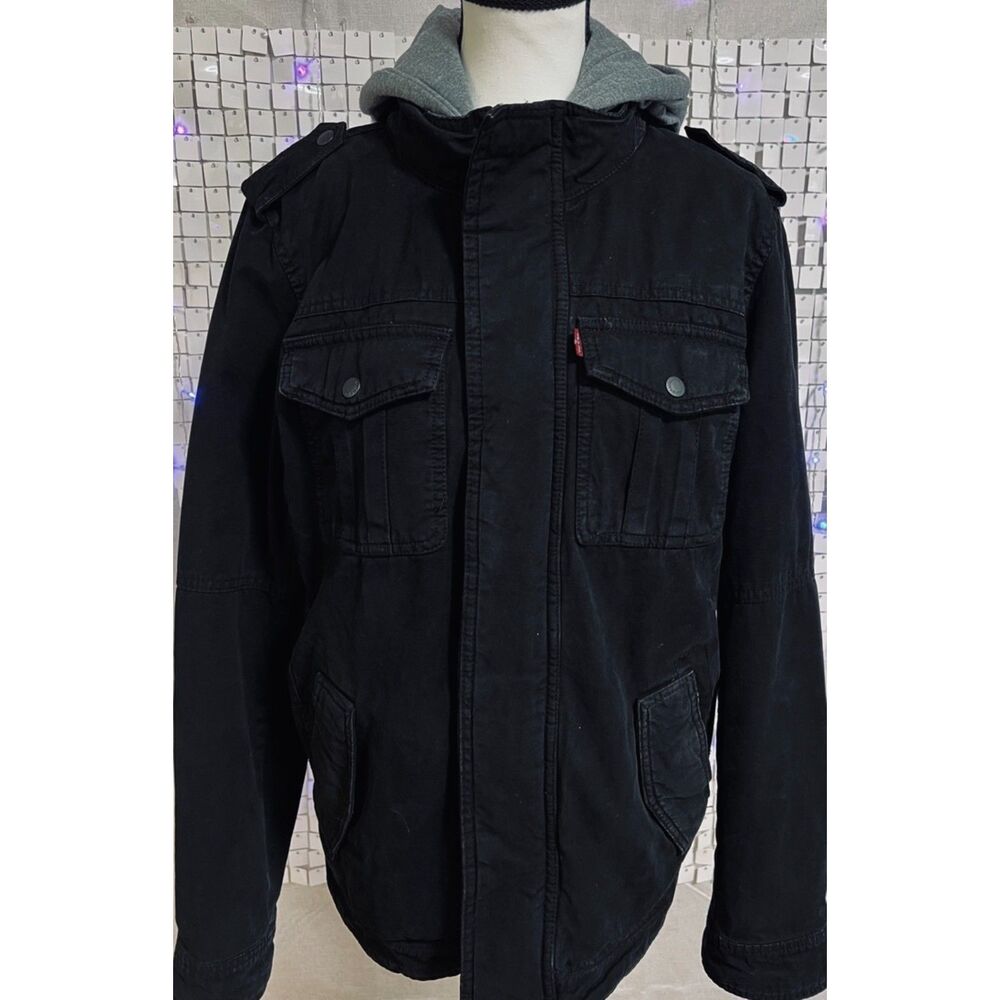 Levi Strauss Washed Cotton Hooded Military Jacket. Size S.